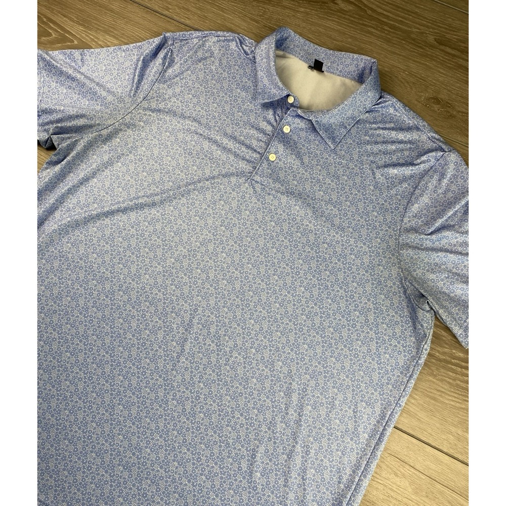 Adidas Men's All Over Floral Print Short Sleeve Golf Polo Blue Size 2XL